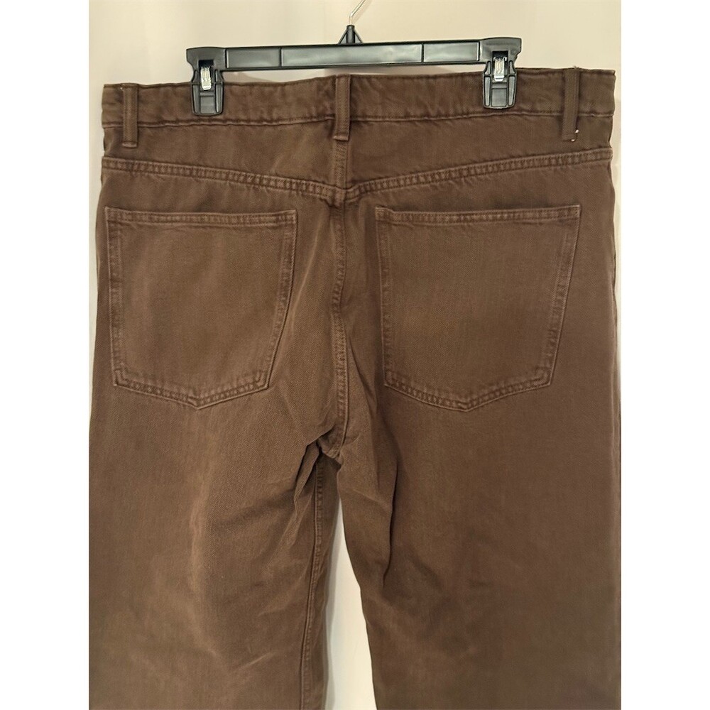 ZARA Jeans Womens Size 12 Brown Dark Wash Straight Leg Mid Rise 5-Pocket - Picture 4 of 8